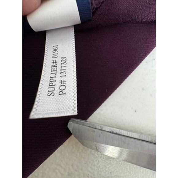 "Chaps" Women Purple Babydoll Ruched Dress Sz S 3/4 Sleeve Midi Office Work Wear - Picture 8 of 9